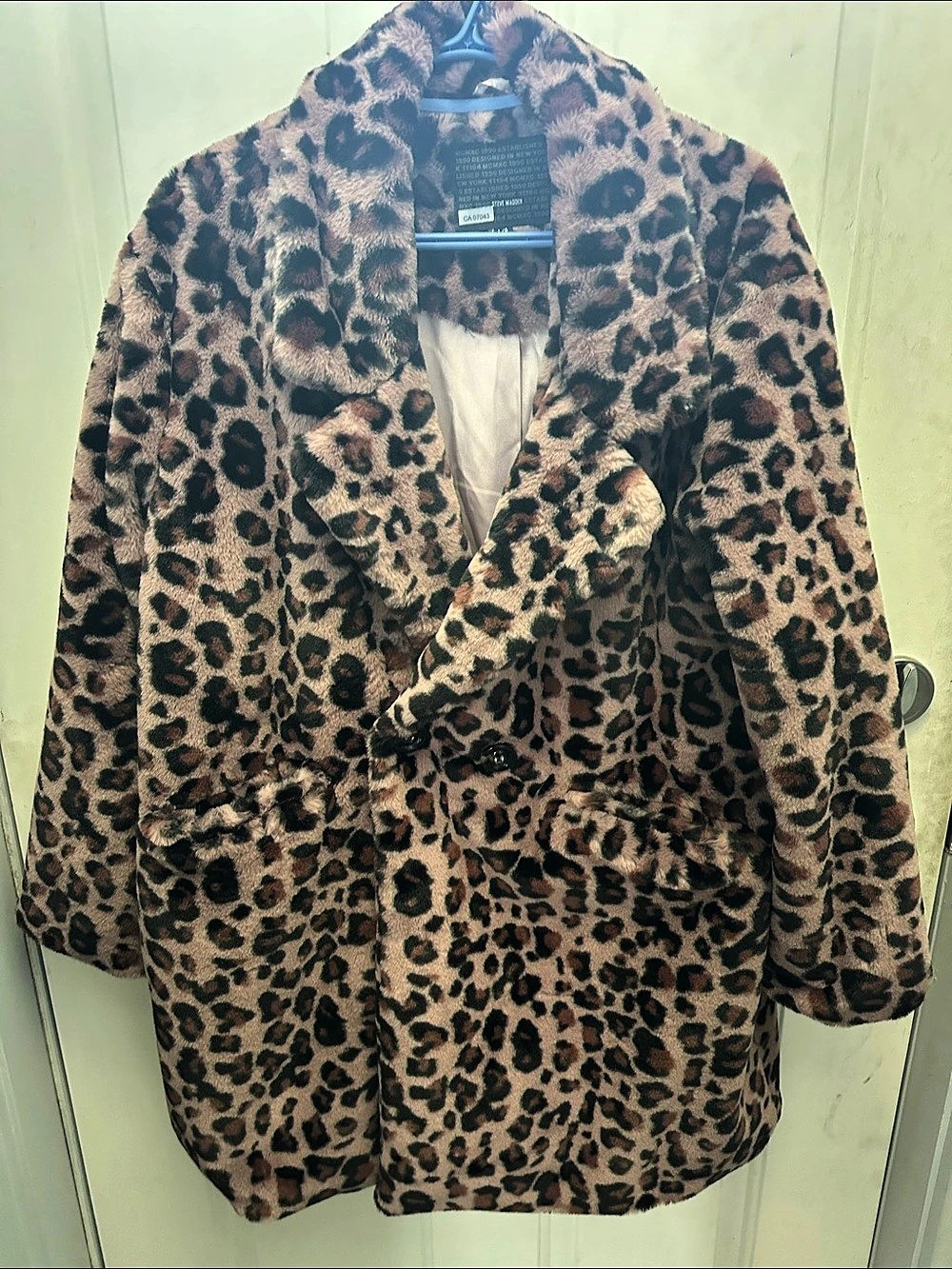 Steve Madden Leopard Print Teddy Jacket Size Large Like New